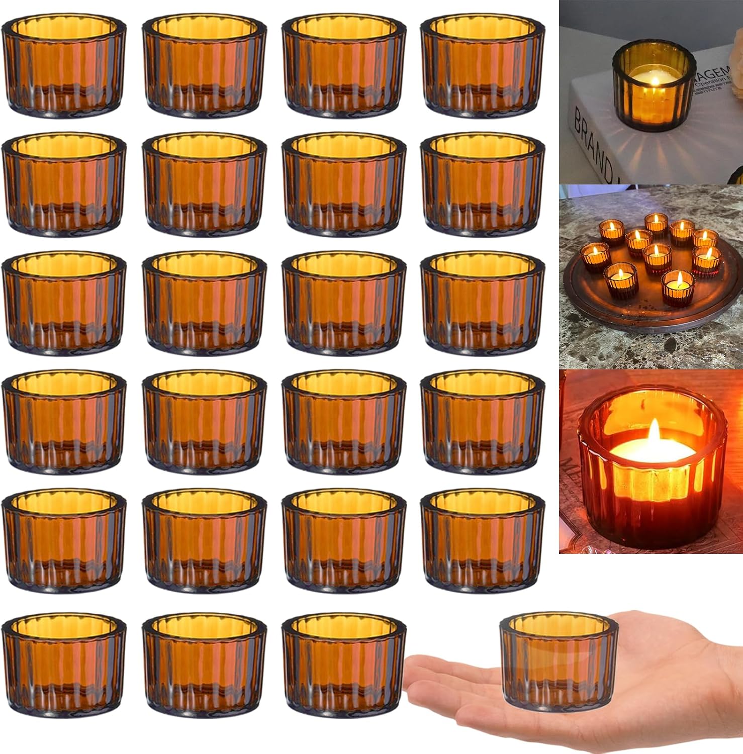 Round Luxe Gold Candle — Set of 24 — Amber