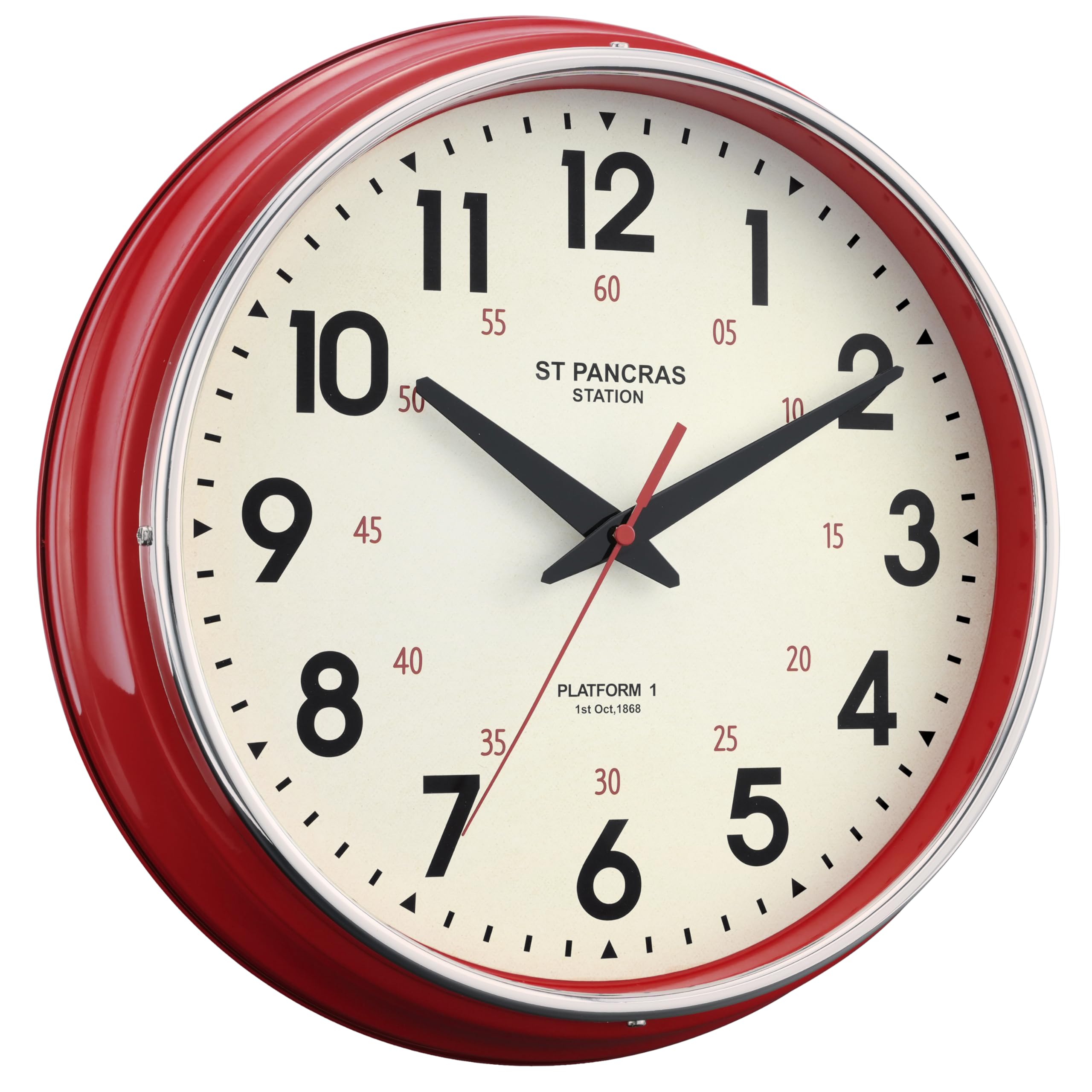 Vintage Mid-Century Beige Wall Clock — 12.4"