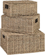 Hand-Woven Boho Metal Storage Basket — Sea Grass