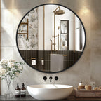 Round Black Wall Mirror — 22"