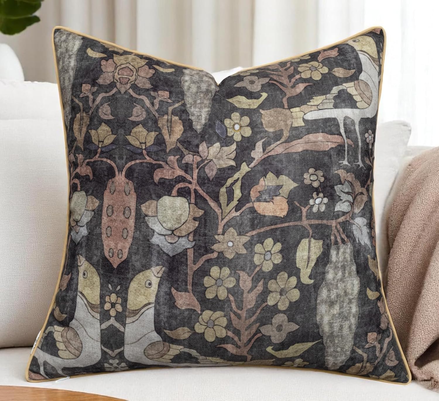 Farmhouse Beige Throw Pillow Cover — 20" — 20" x 20" (Pack of 1)