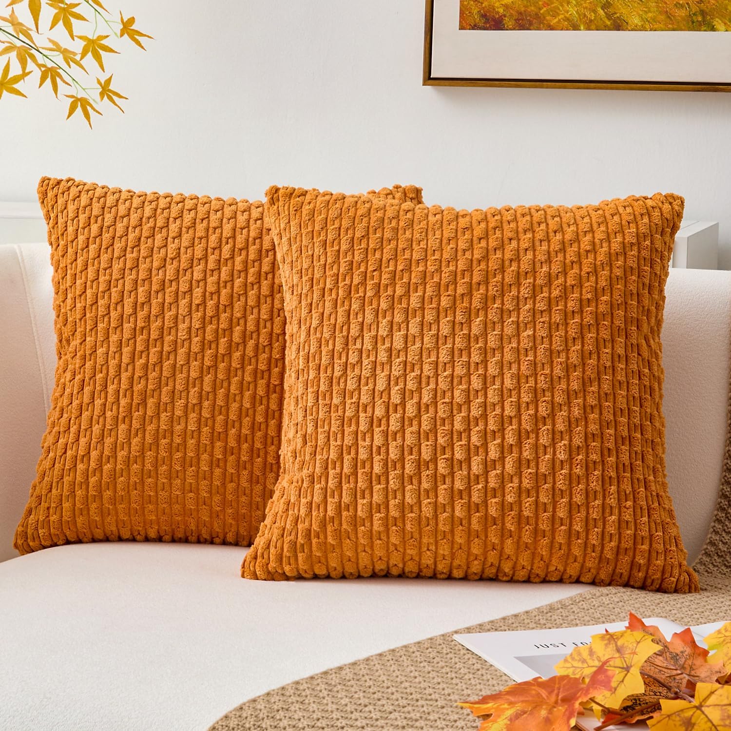 Boho Beige Throw Pillow Cover — 18" — 20" x 20" (Pack of 2)