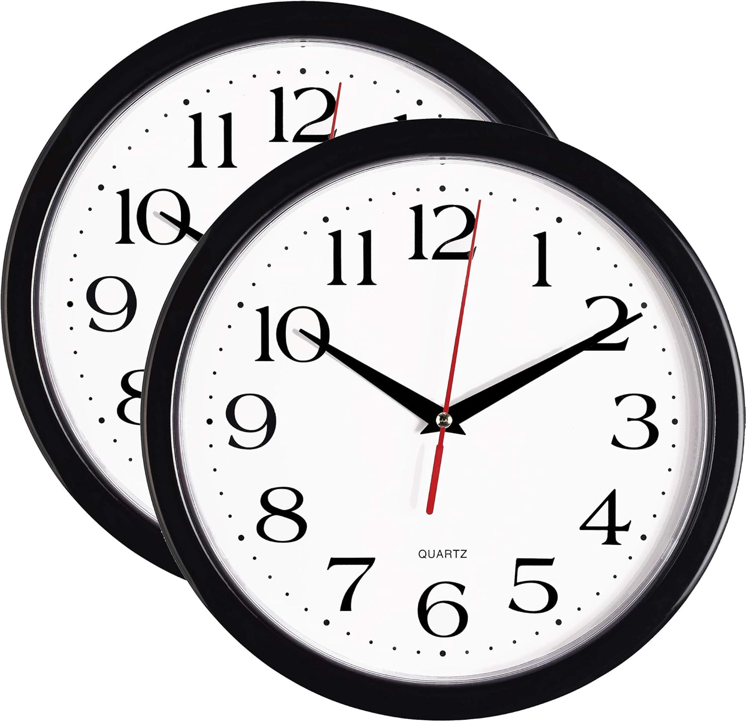 Battery Operated Black Wall Clock — 13" — Black