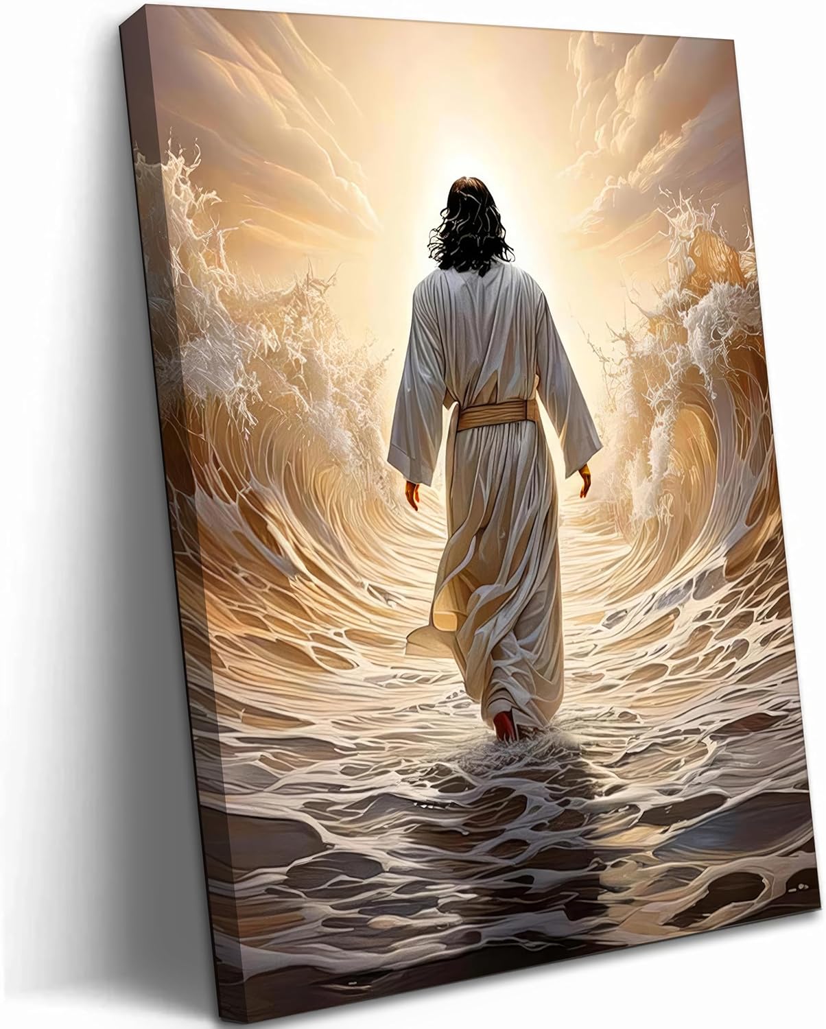 Black Canvas Wall Art — 16" — Yellow Jesus