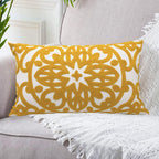 Embroidered Boho Beige Throw Pillow Cover — 12" - View 3