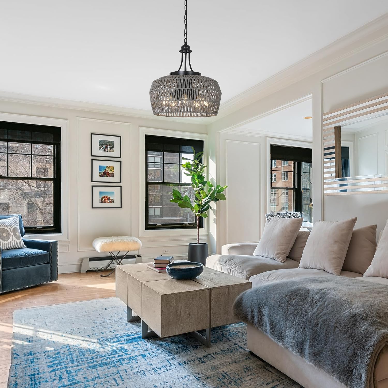 Boho Black Chandelier — 5-Light - View 2