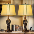 USB Beige Bedside Lamp — 28.5" — Bronze-Set of 2