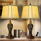 USB Beige Bedside Lamp — 28.5" — Bronze-Set of 2