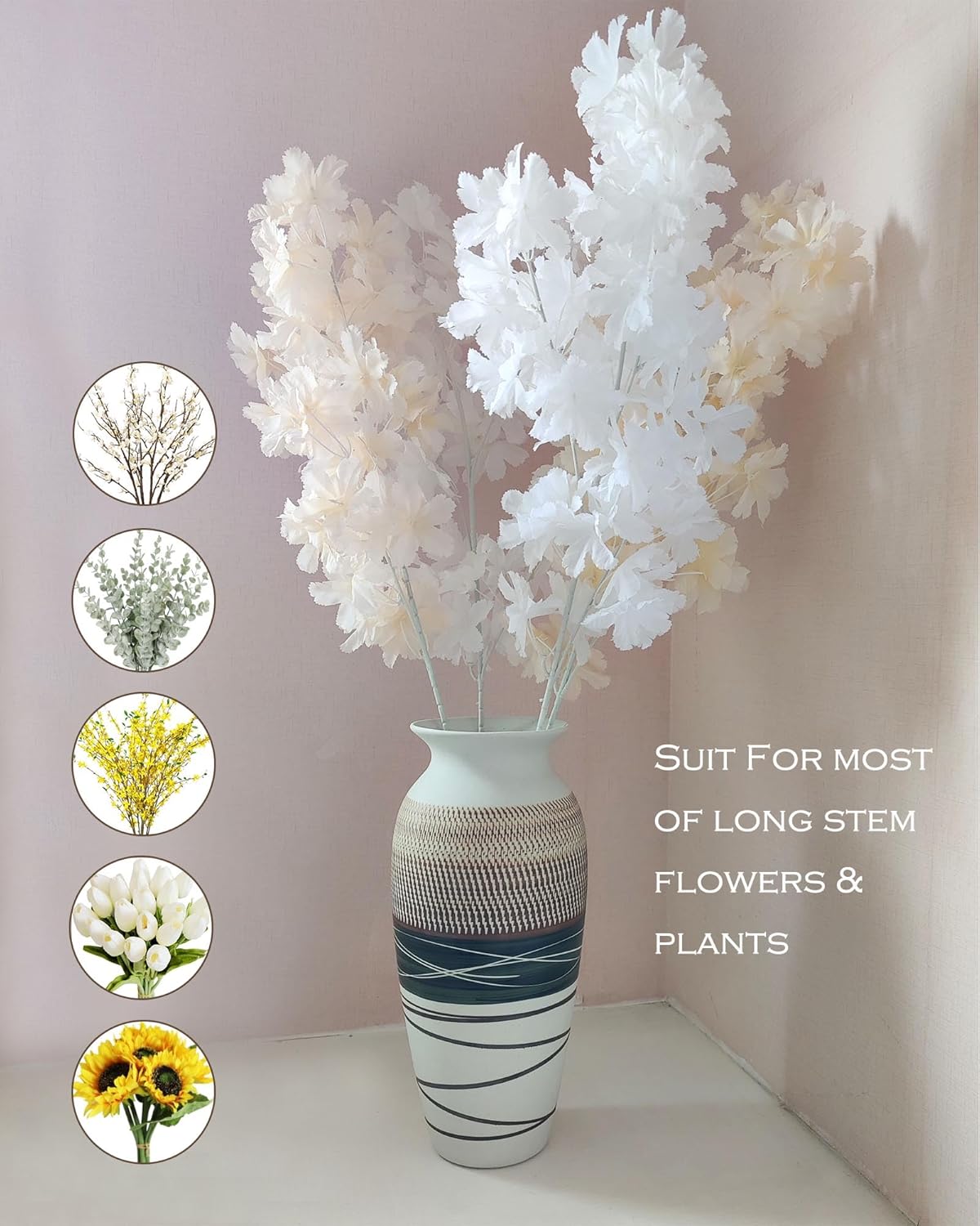 Vintage Boho Ceramic Flower Vase — 12.6" - View 3