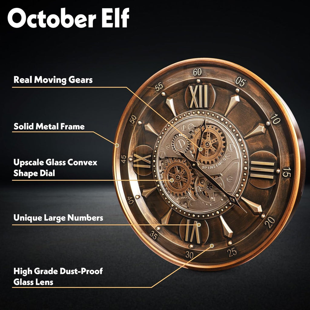 Oversized Farmhouse Brown Wall Clock — 24" - View 2