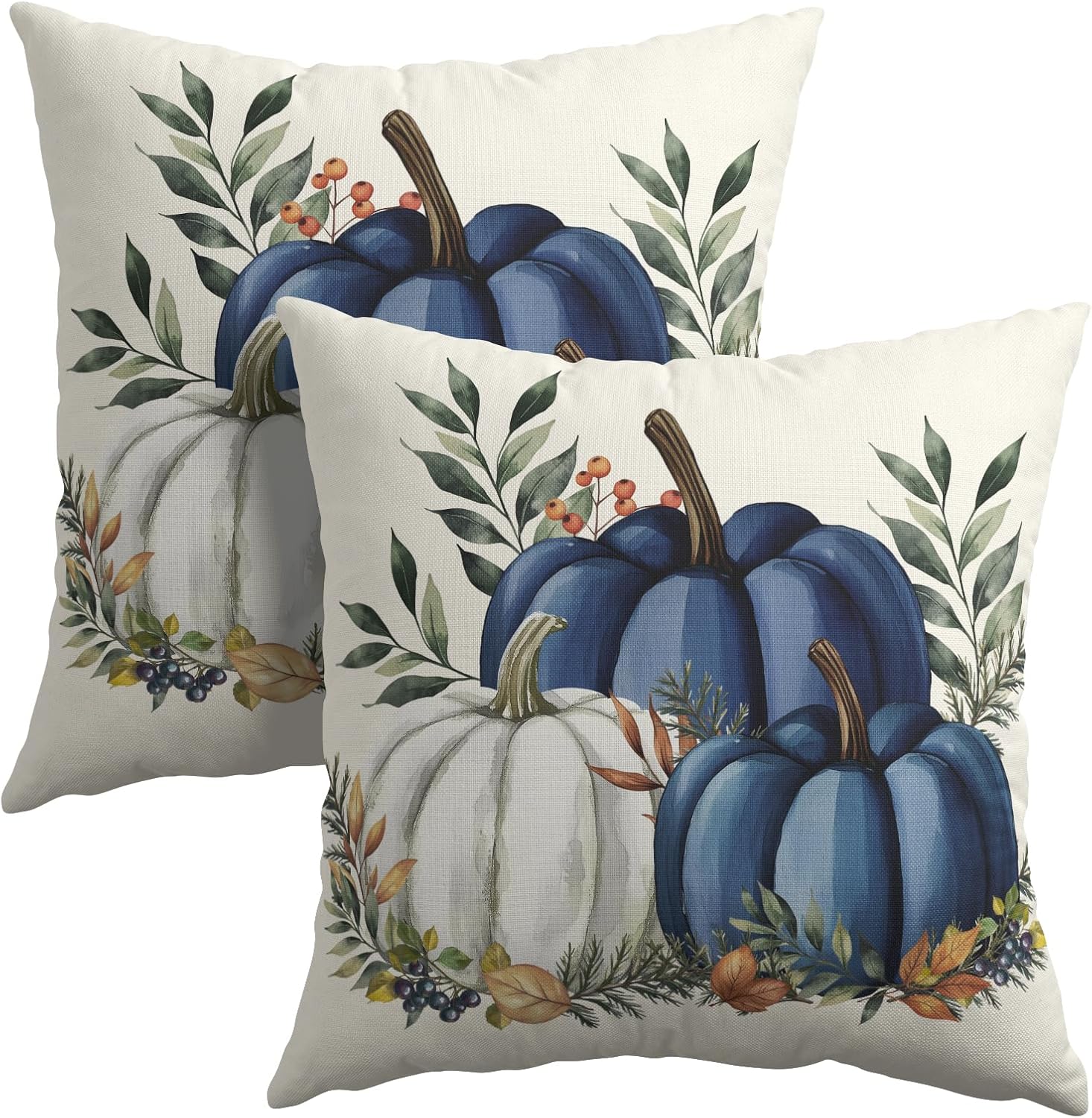 Boho Blue Throw Pillow Cover — 22" — 22" x 22" (Pack of 2)