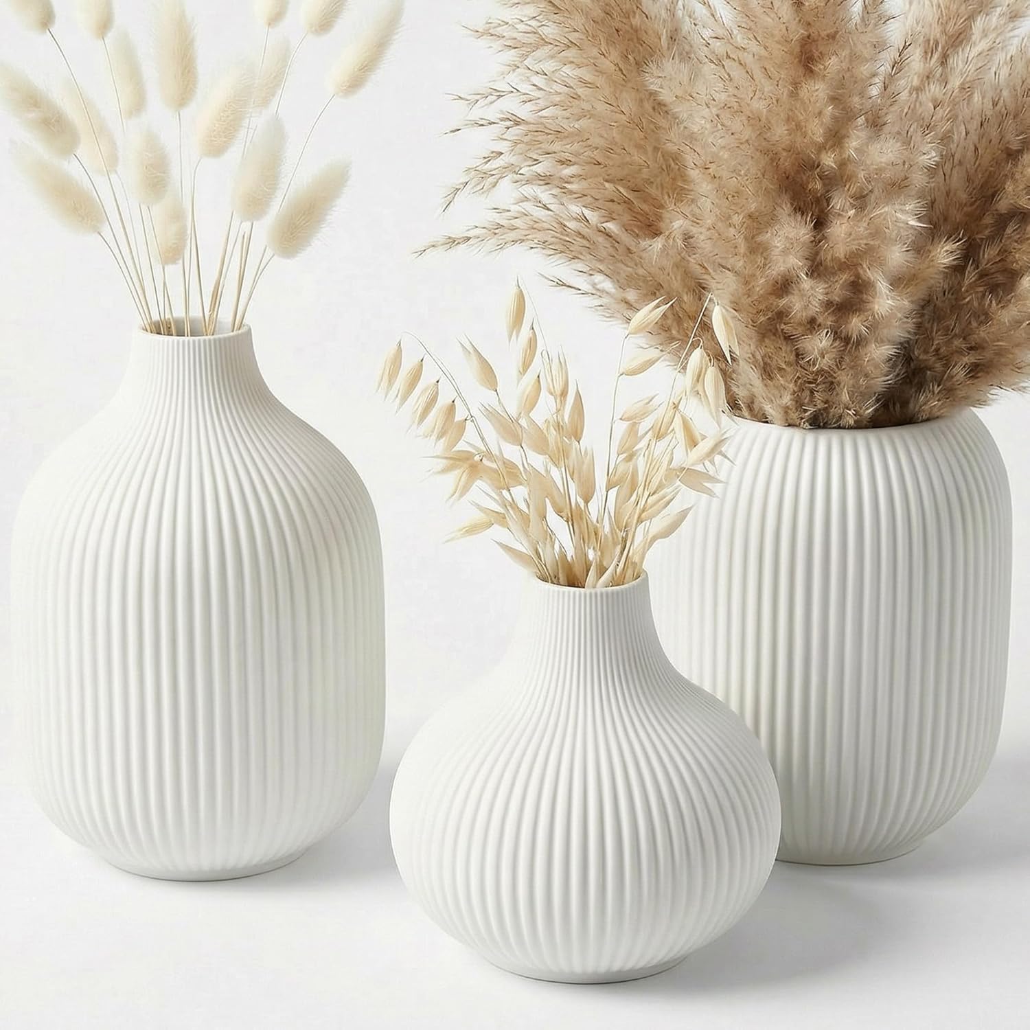 Modern Beige Flower Vase — Set of 3 — 3-piece-set