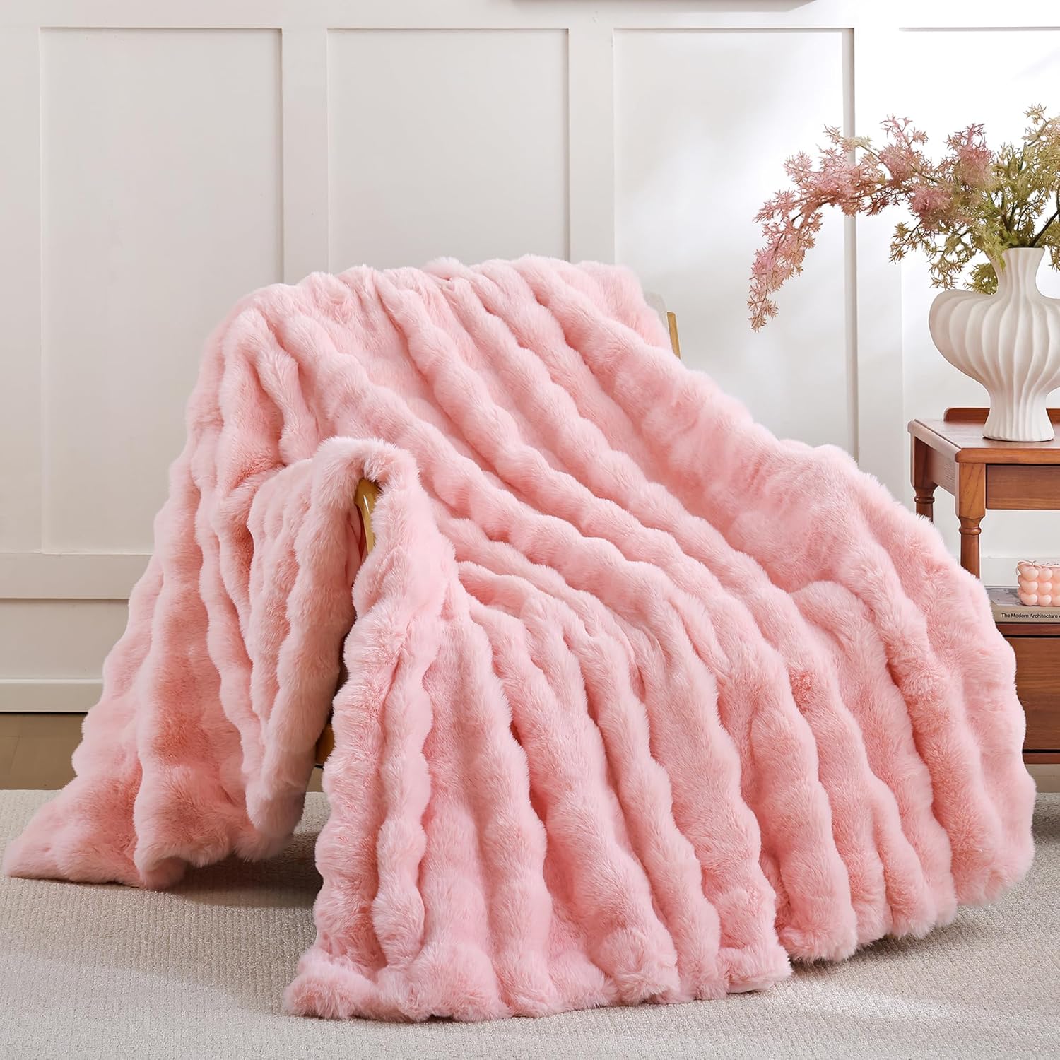 Luxe Beige Throw Pillow — 50" — Pink