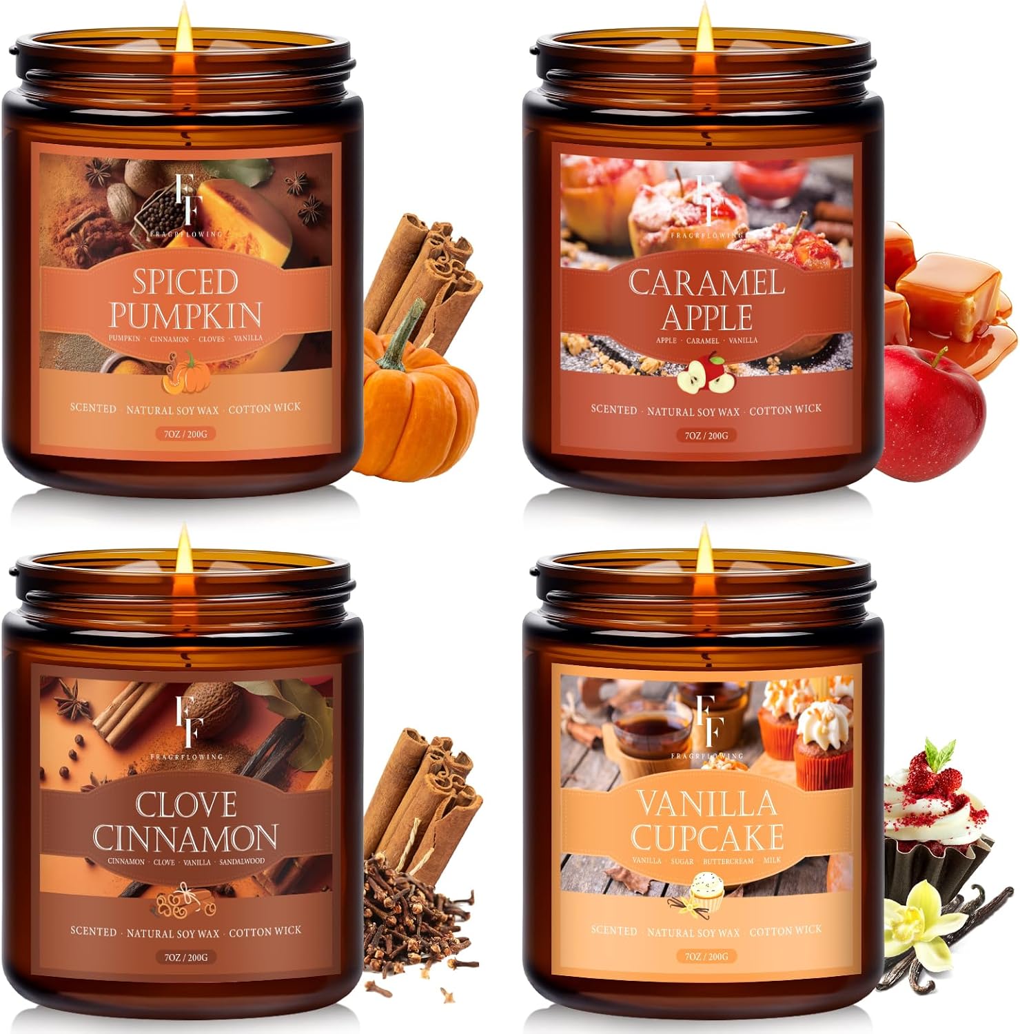 Soy Wax Scented Candle — Pumpkin/Apple/Cinnamon/Vanilla Cake