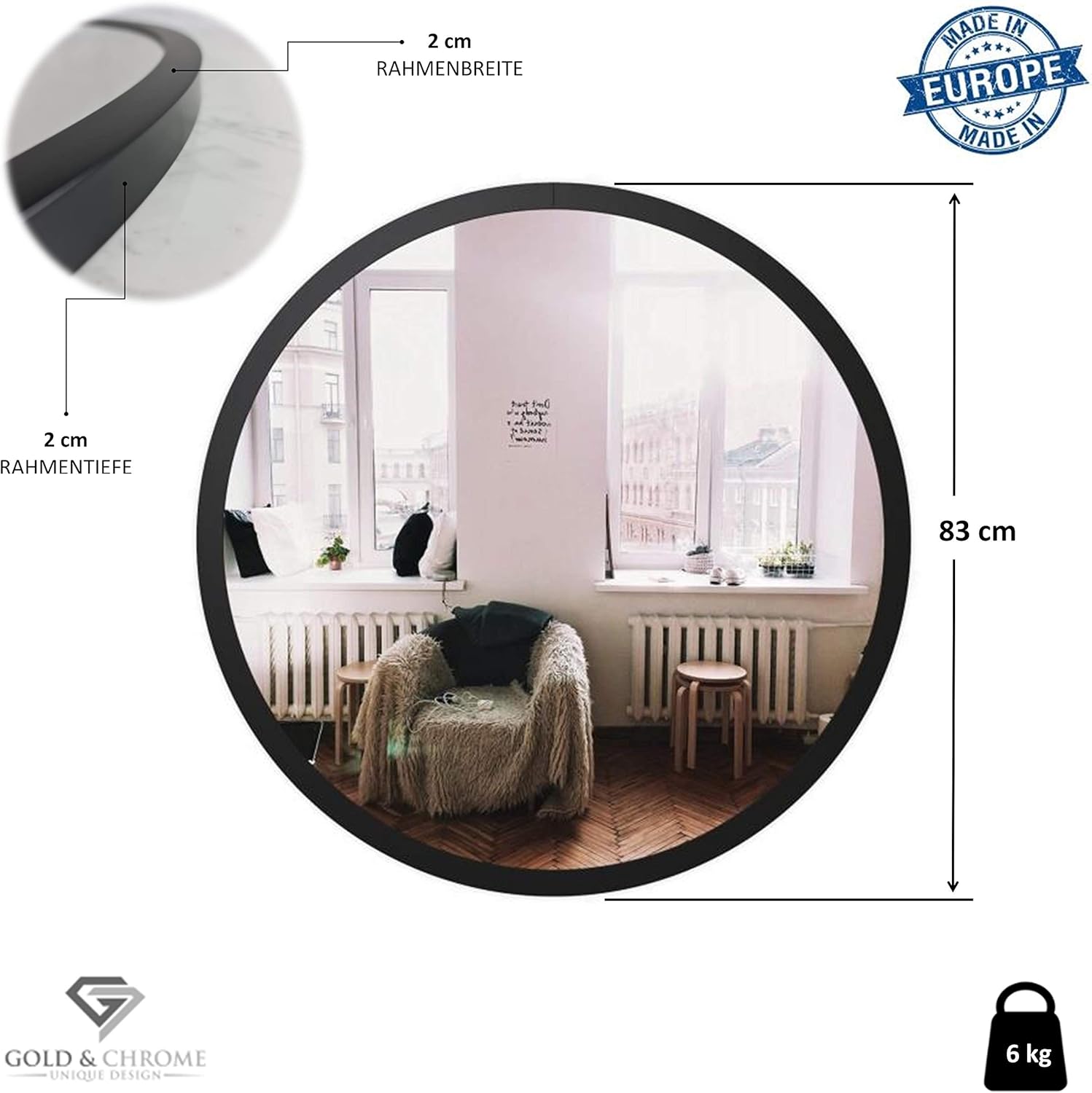 Luxe Black Wall Mirror — 33.2" - View 2