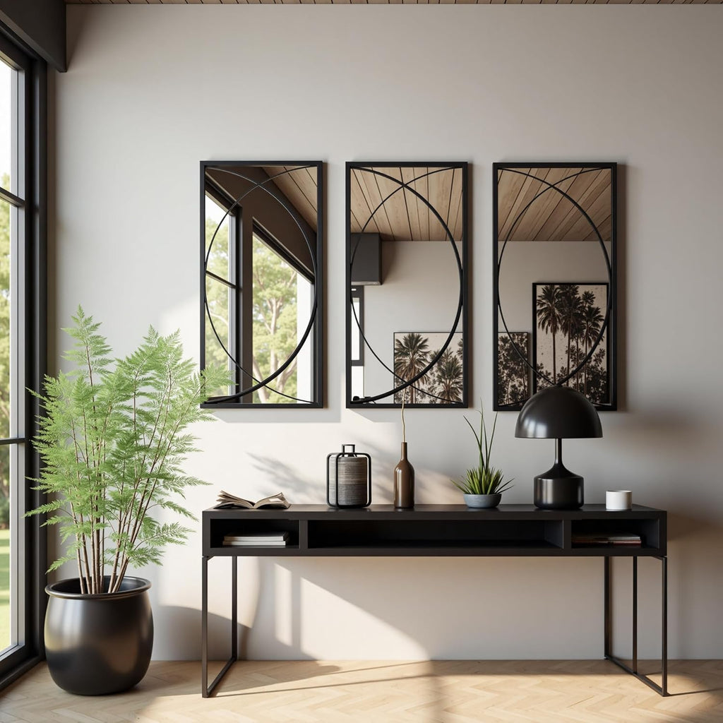 Rectangular Luxe Black Wall Mirror - View 5