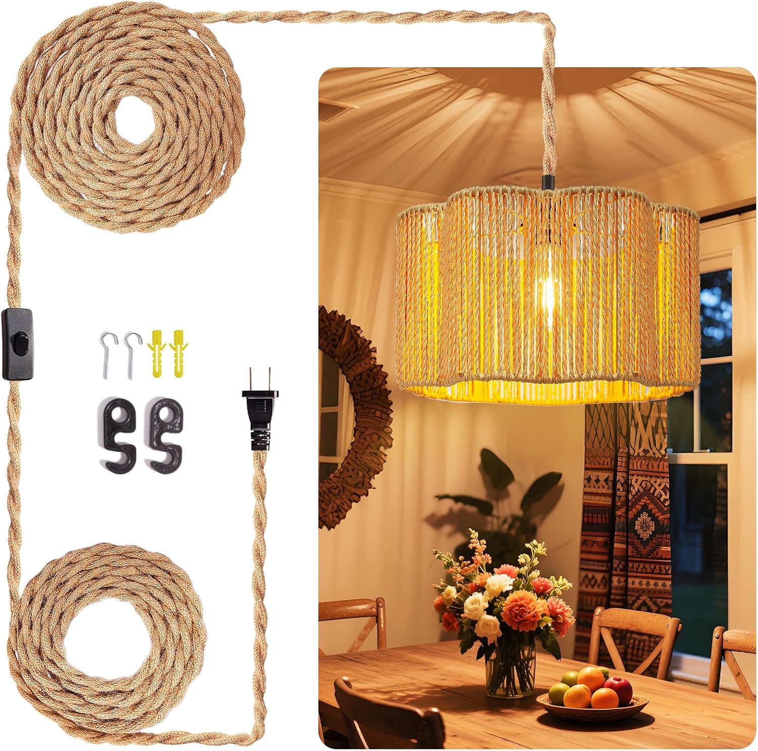 Adjustable Farmhouse Metal Pendant Light — 18" — 12.6 Inch - Flower Shade