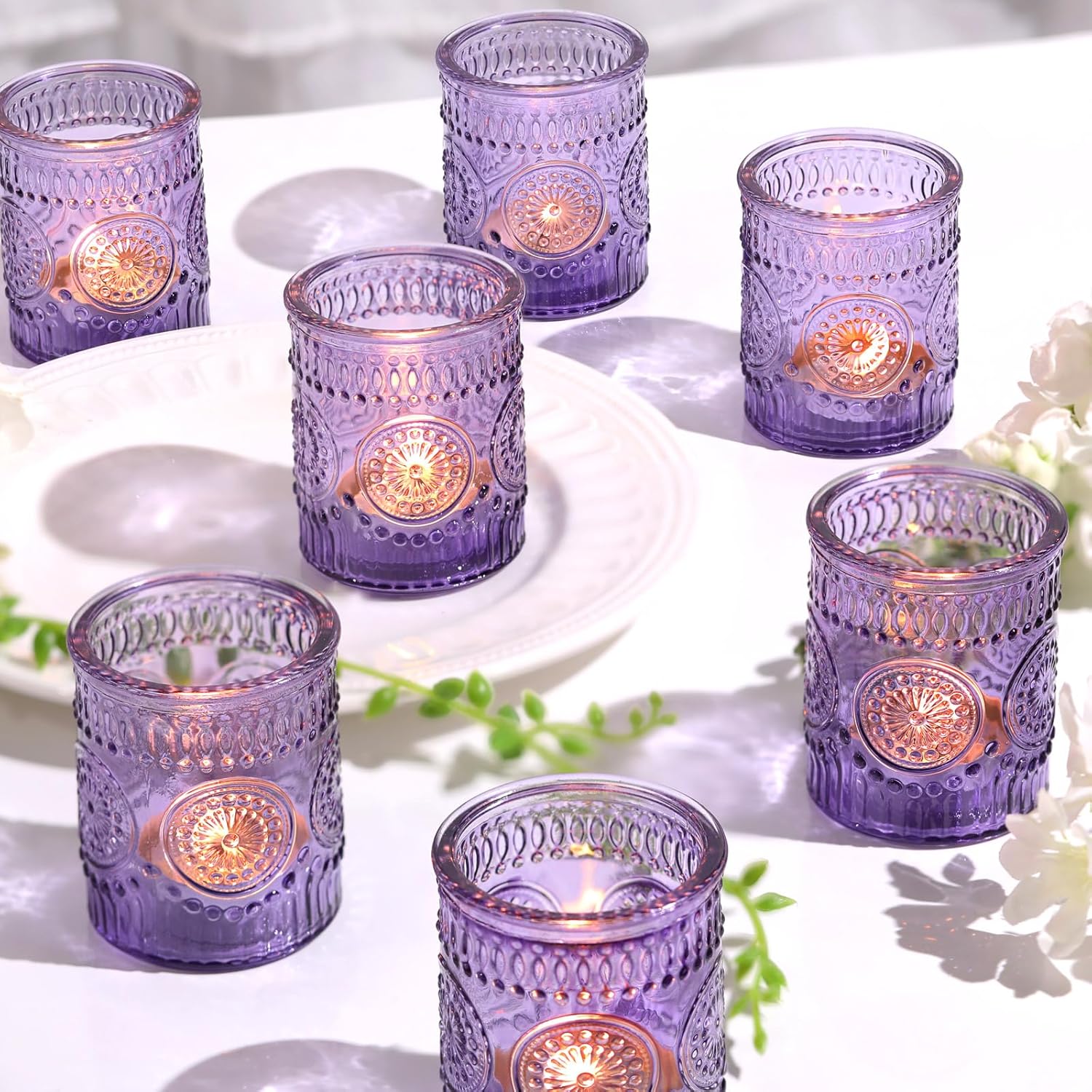 Vintage Blue Candle — Purple