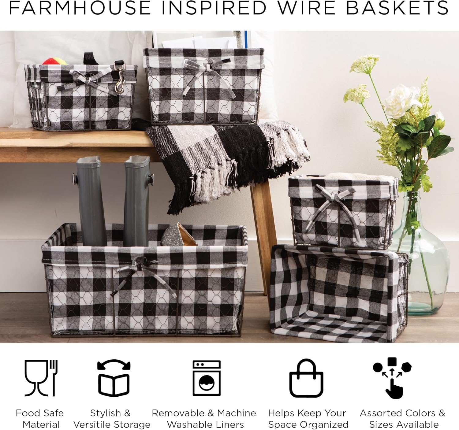 Vintage Farmhouse Black Storage Basket — 6" - View 7