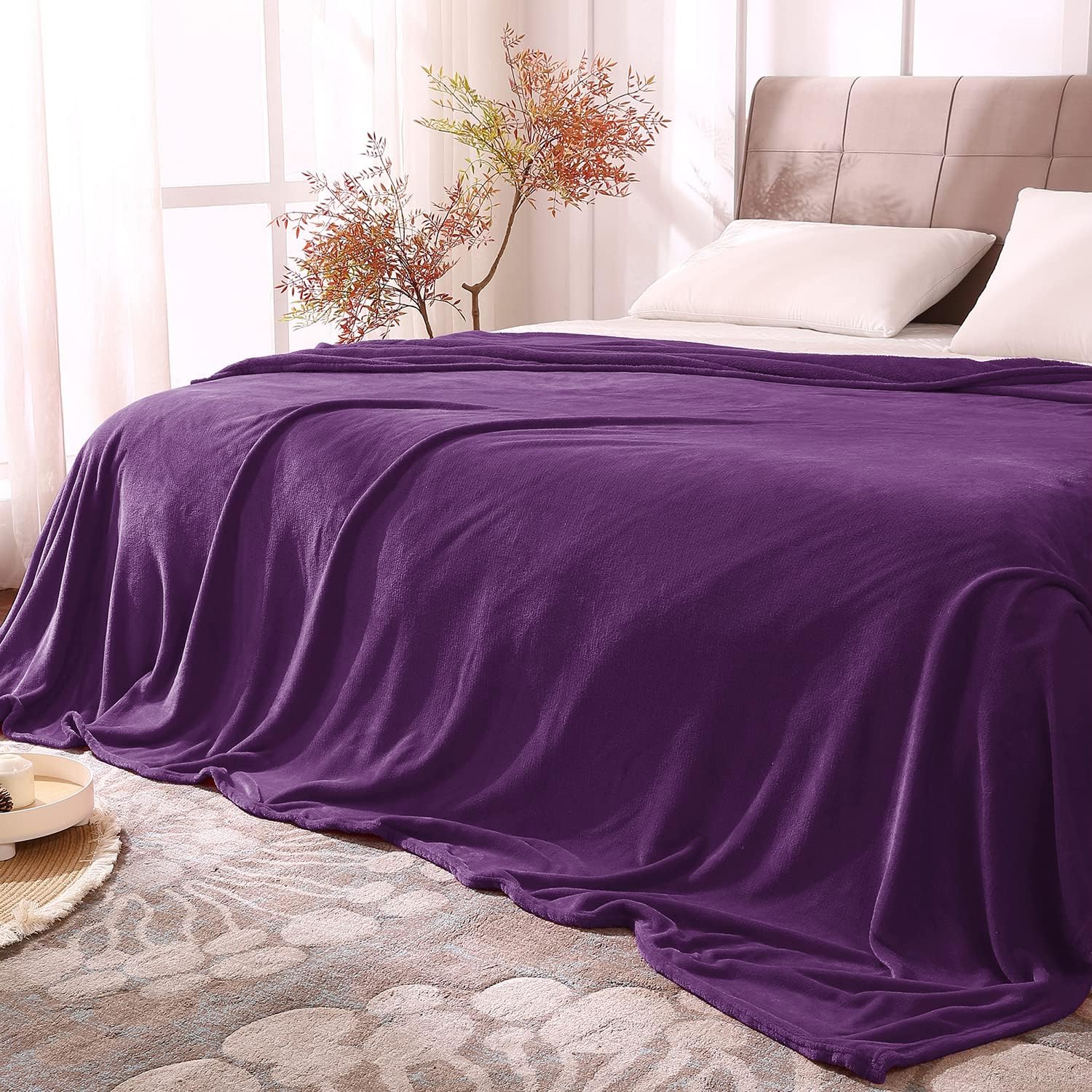 Luxe Beige Throw Pillow — 50" — Purple