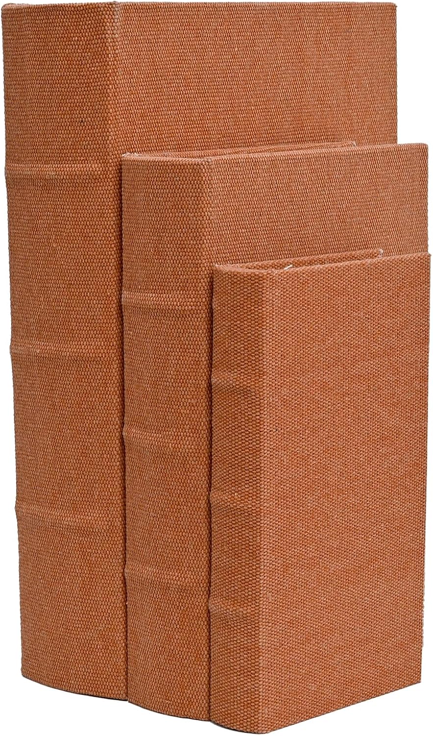 Linen Modern Beige Storage Basket — 13" — Rust Brown