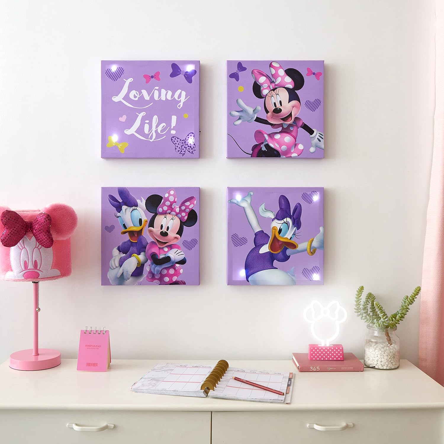 Black Canvas Wall Art — 12" — Minnie Mouse