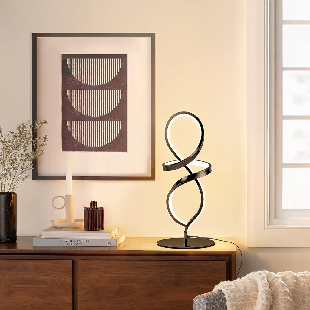 Modern Black Bedside Lamp - View 7