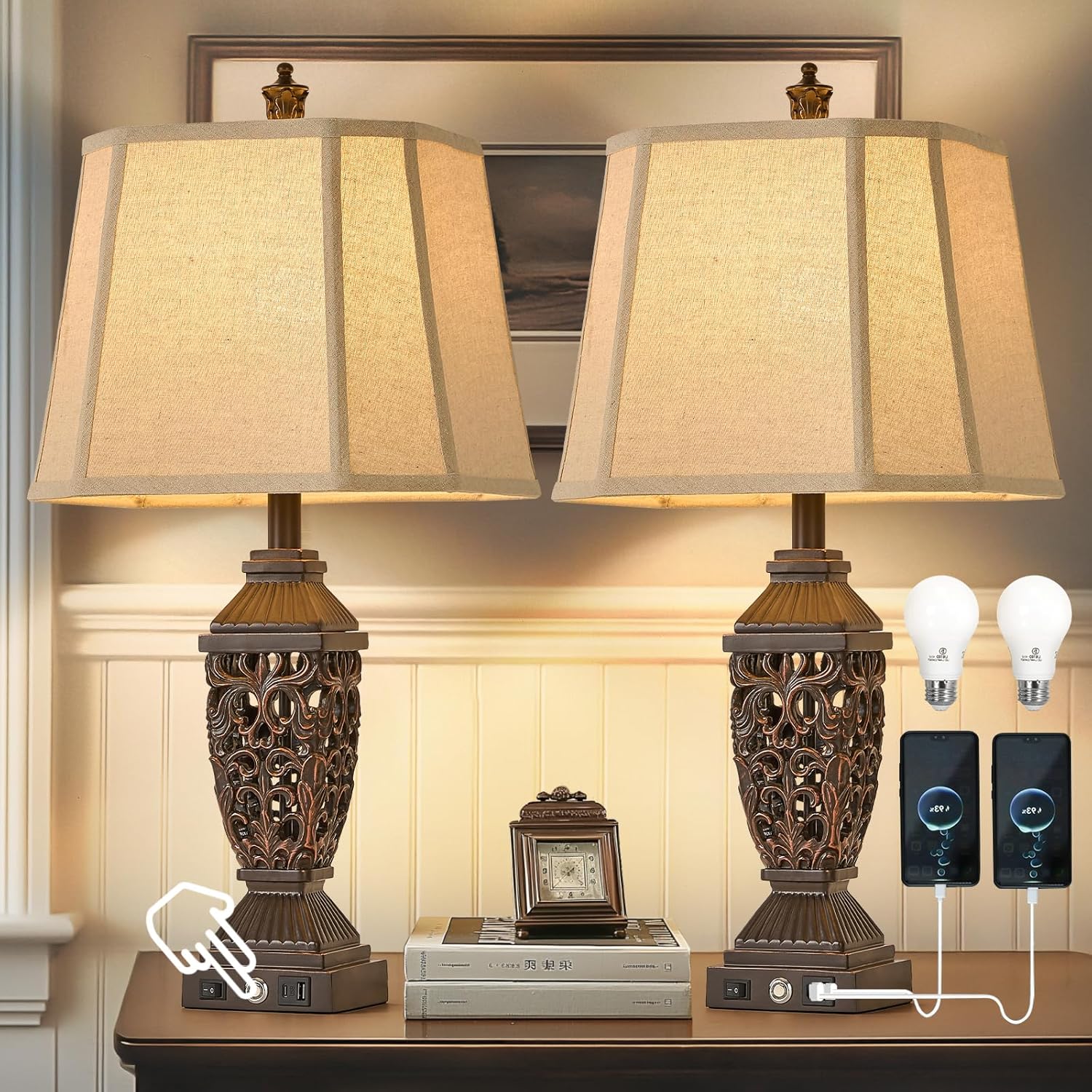 Dimmable Beige Desk Lamp — 29.5" — Bronze Gold-10