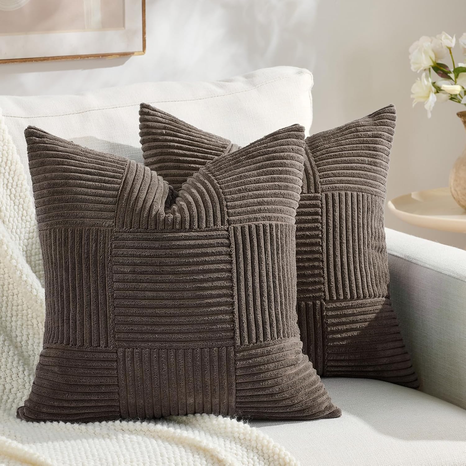Boho Beige Throw Pillow Cover — 2-Light — 20" x 20" (Pack of 2)