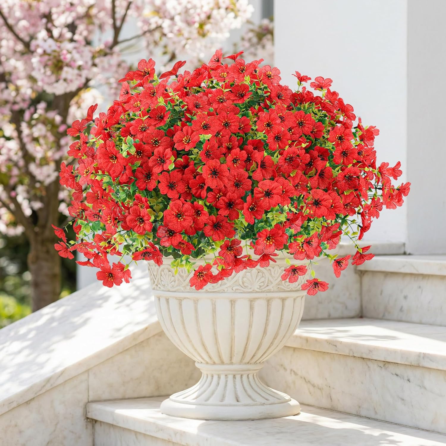 Blue Faux Plant — Red