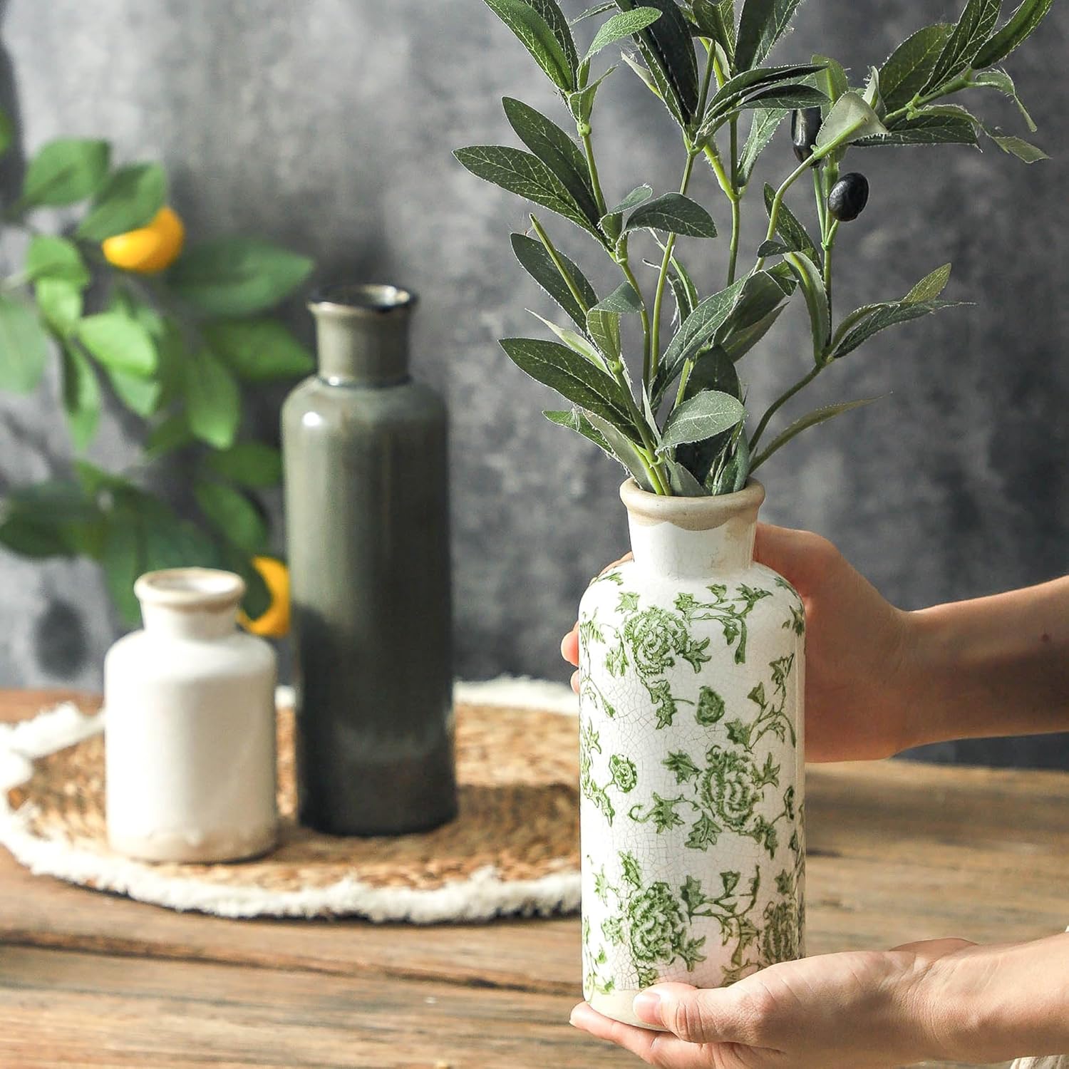 Vintage Farmhouse Blue Flower Vase — Set of 3 - View 3