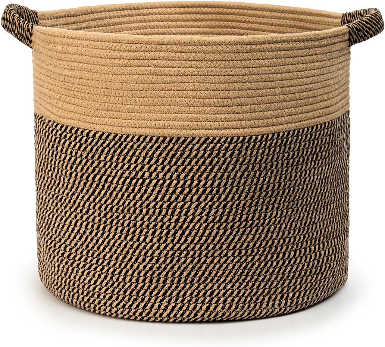 Round Boho Black Throw Pillow — 16" — Jute/Mixed Black