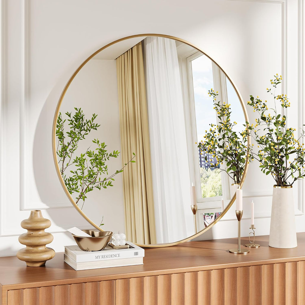 Round Farmhouse Black Wall Mirror — 30.1" - View 9