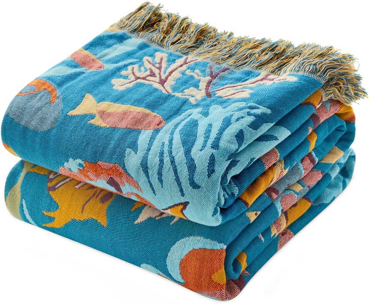 Boho Blue Throw Pillow — 50" — Ocean Blue
