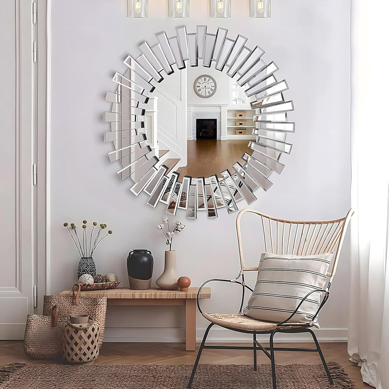 Framed Brown Wall Mirror — 32" — 3d