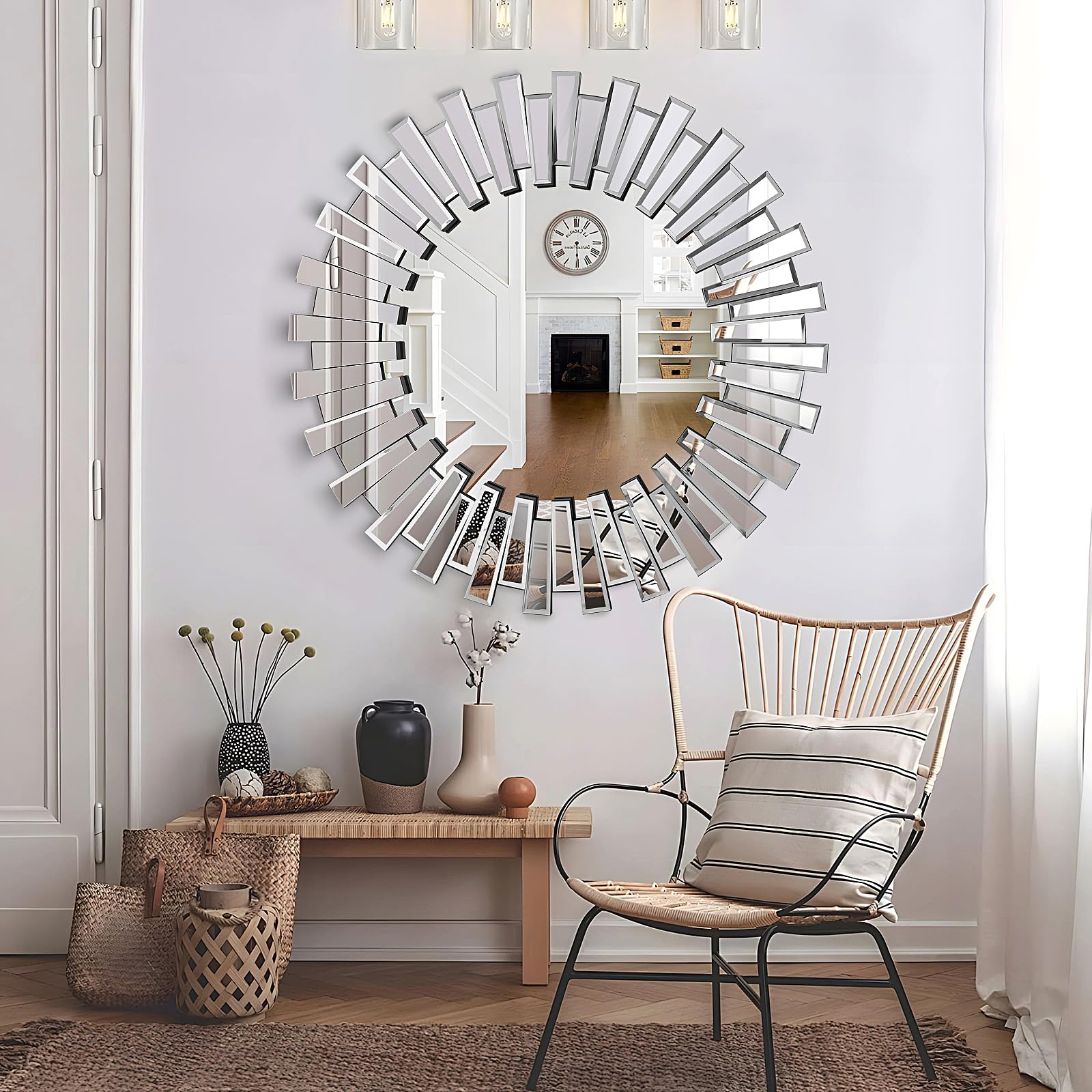 Framed Brown Wall Mirror — 32"