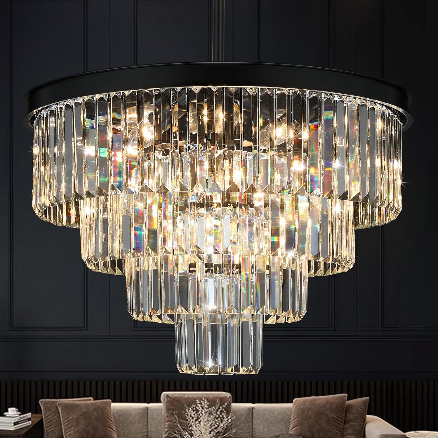 Luxe Black Chandelier — 12" — Black