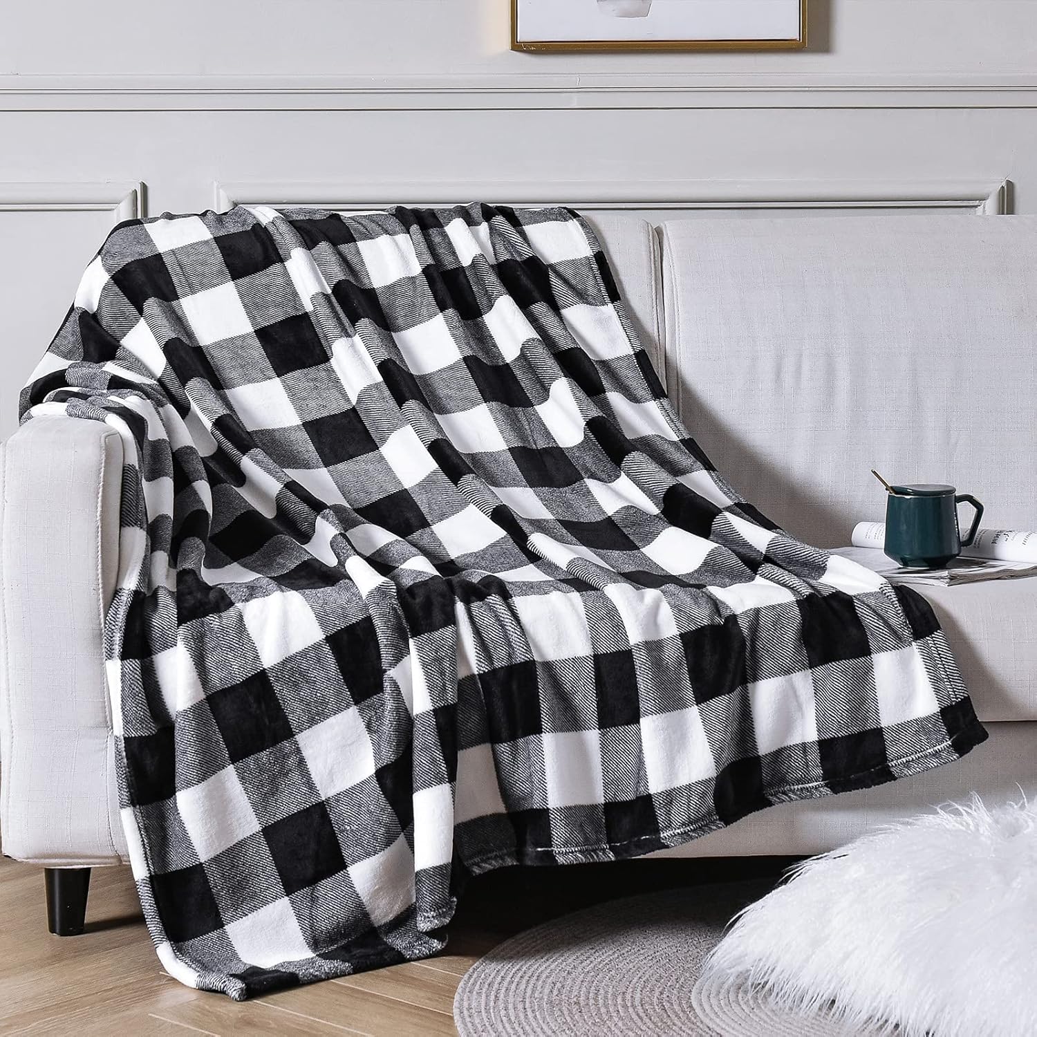 Black Throw Pillow — 60" — Square-black and White