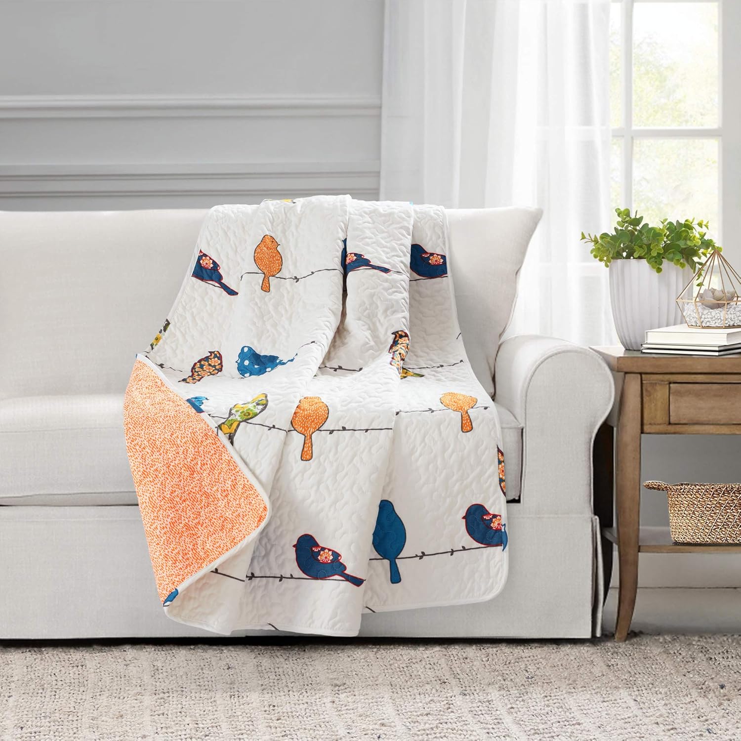 Farmhouse Blue Throw Pillow — 50" — Multicolor