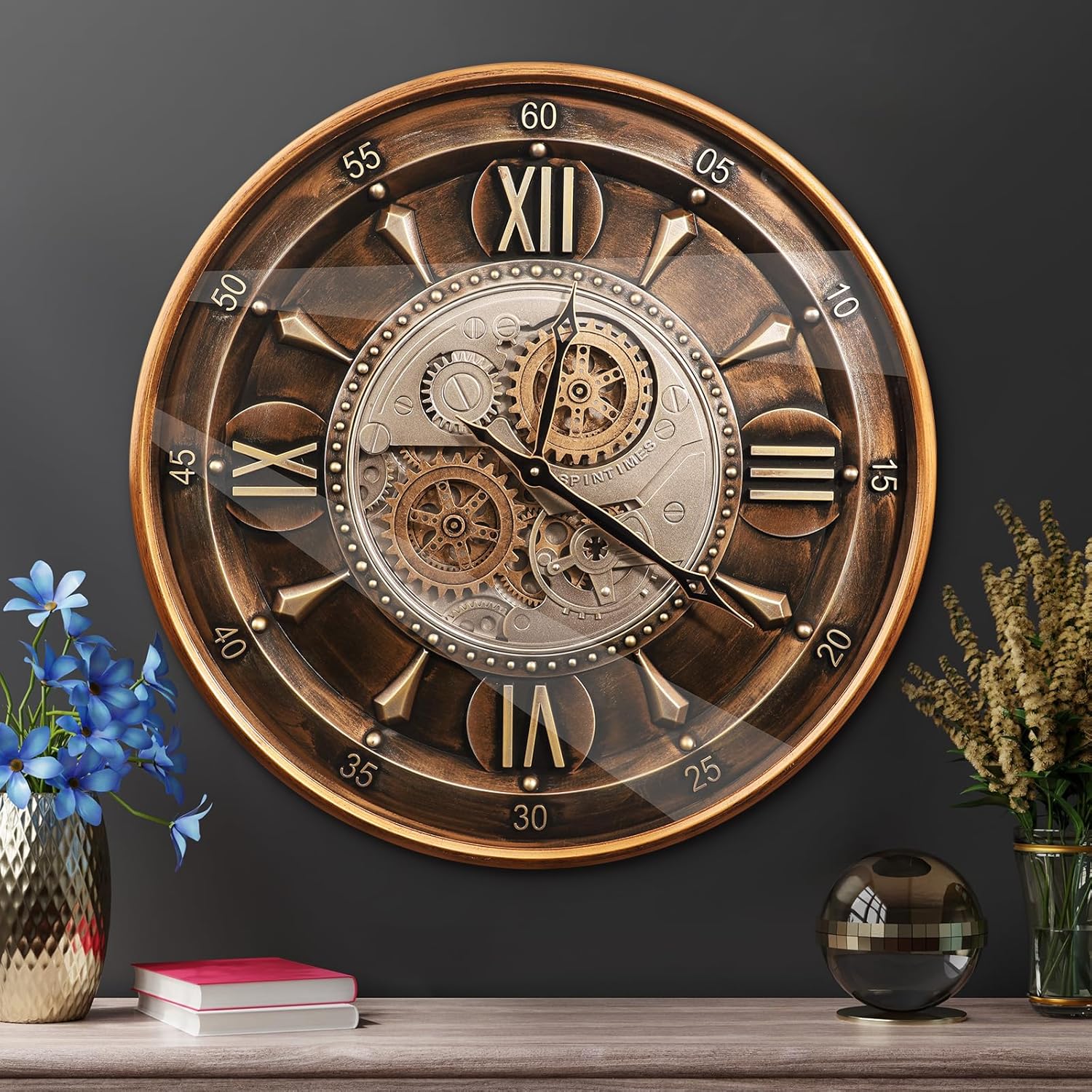 Oversized Farmhouse Brown Wall Clock — 24" - View 6