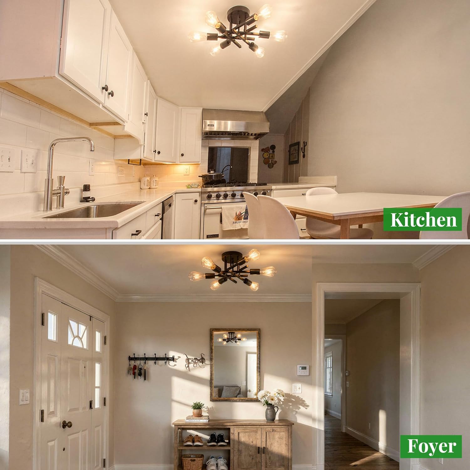 Farmhouse Black Chandelier — 6-Light - View 8