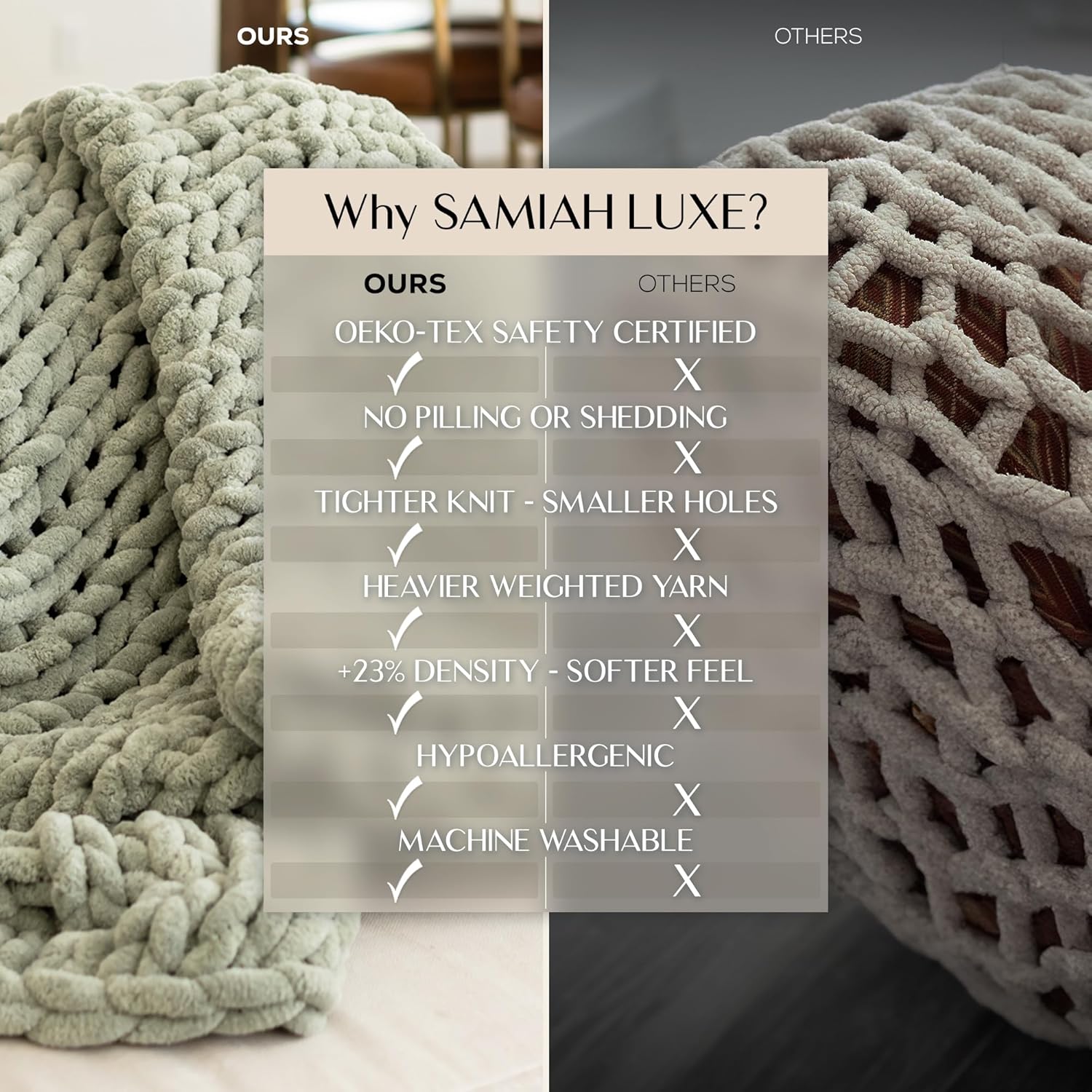 Knit Luxe Beige Throw Pillow — 50x70 - View 7