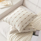 Tufted Boho Beige Throw Pillow Cover — 18" - View 2