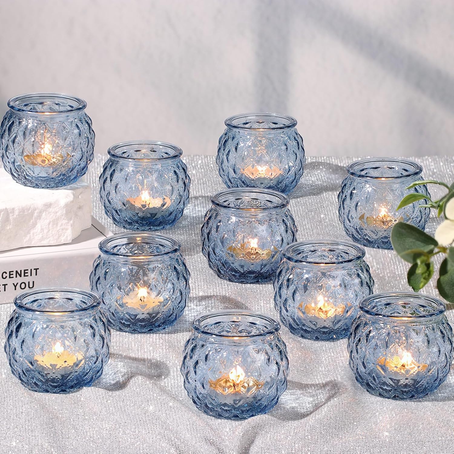 Round Luxe Blue Candle — Set of 24 — Blue