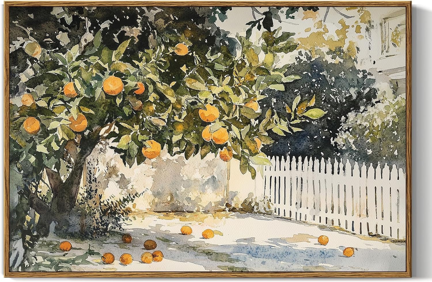 Framed Farmhouse Beige Canvas Wall Art — 10" — Orange Trees