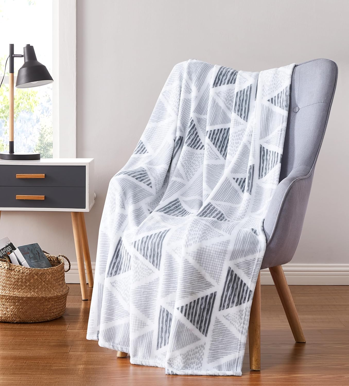Luxe Blue Throw Pillow — 70" — Triangle Geo