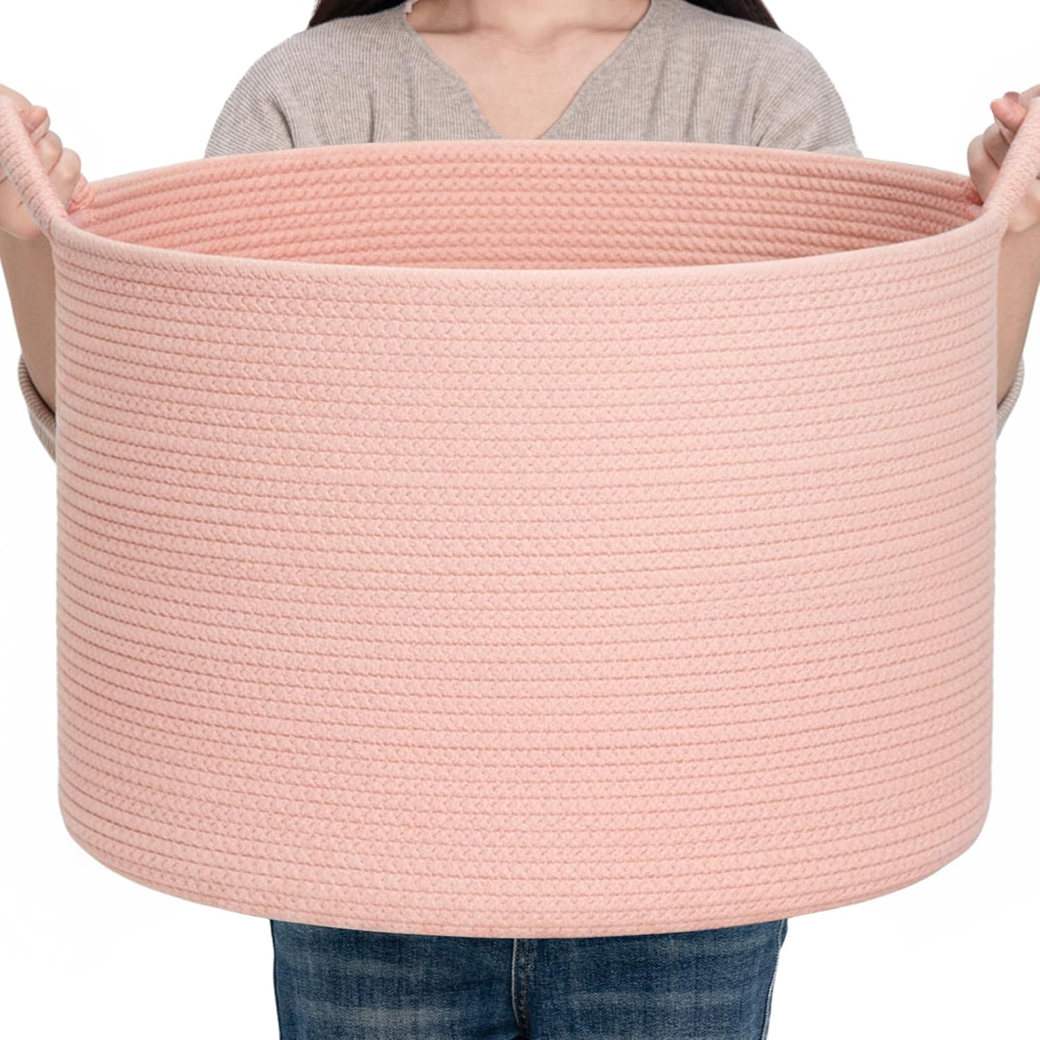 Round Brown Vase — 14.2" — Pink