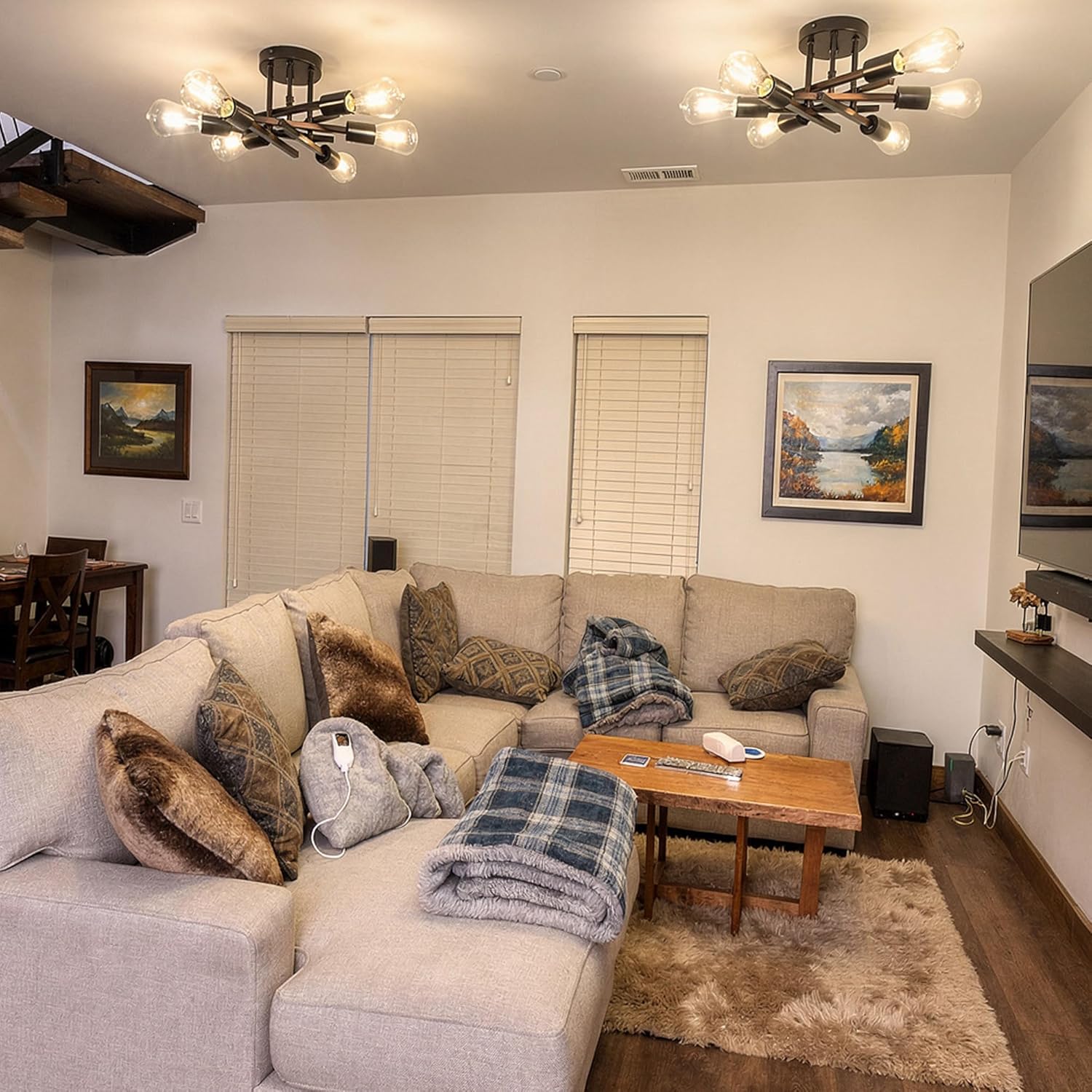 Farmhouse Black Chandelier — 6-Light - View 7