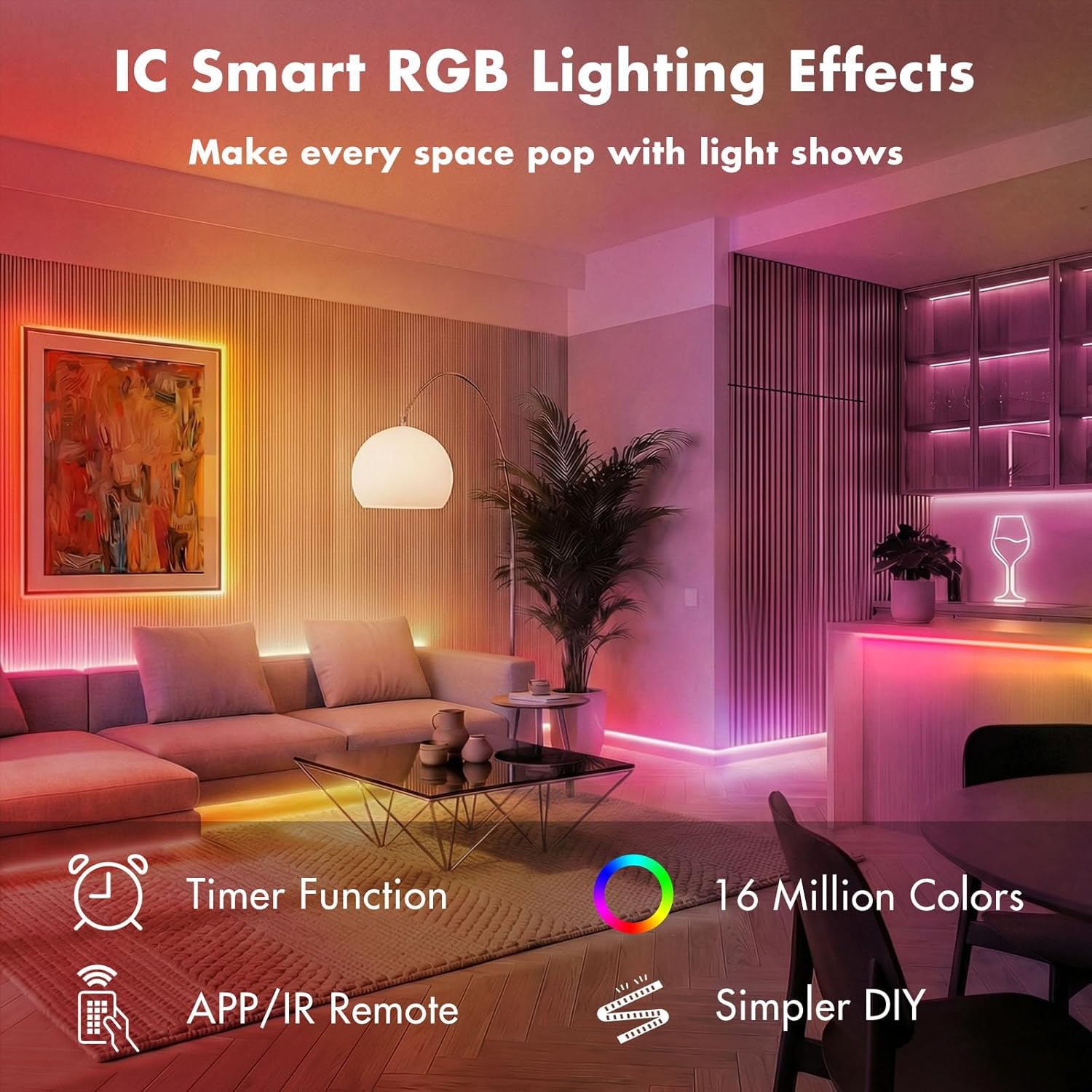 Color Changing Metal LED Strip Lights - View 4