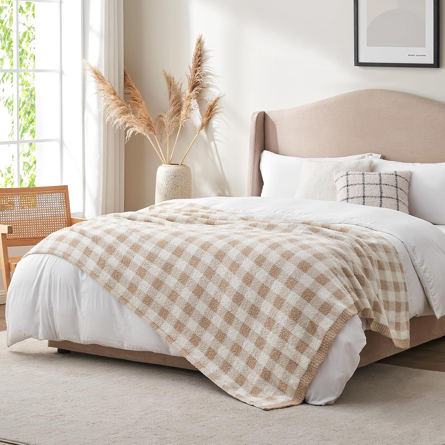 Knit Beige Throw Pillow — 50" - View 7